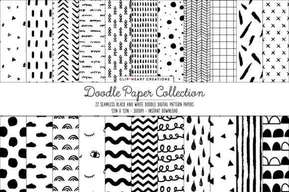 Black White Doodle Seamless Papers