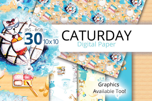 Caturday Watercolor Digital Paper: A Creative Resource for Artists and Designers