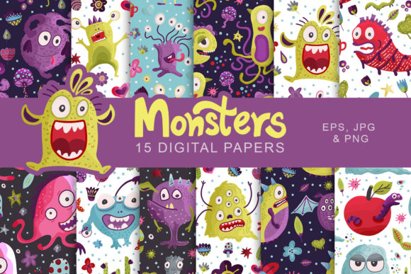 Cute Monster Seamless Pattern: A Must-Have for Baby Shower and Nursery Art