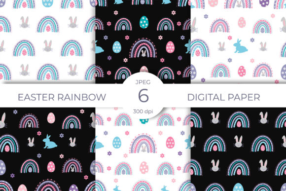 Easter Rainbow Digital Paper Bundle
