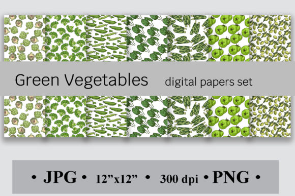 Green Vegetables Digital Papers Set
