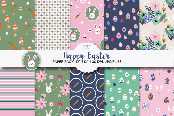 Happy Easter Digital Paper, Cute Rabbit: A Versatile Design for Every Celebration