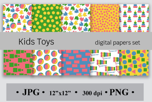 Kids Toys Digital Papers Set: A Creative Resource for Scrapbooking and Design