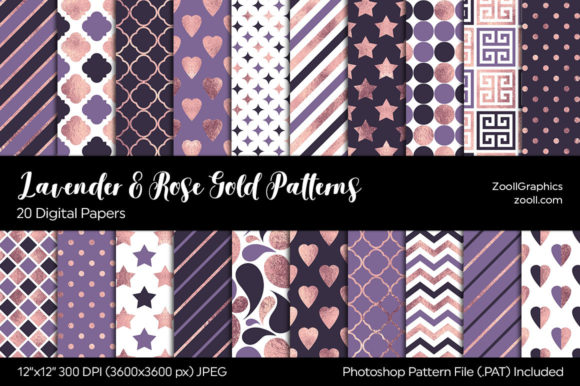 Lavender and Rose Gold Digital Papers for Creative Workflows