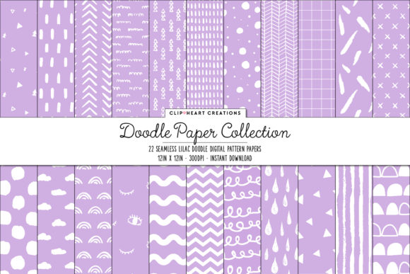 Lilac Doodle Seamless Digital Papers
