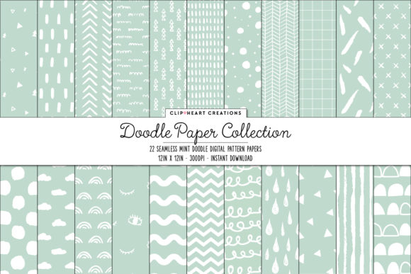 Mint Doodle Seamless Digital Papers: A Strategic Design Resource for Creatives and Professionals