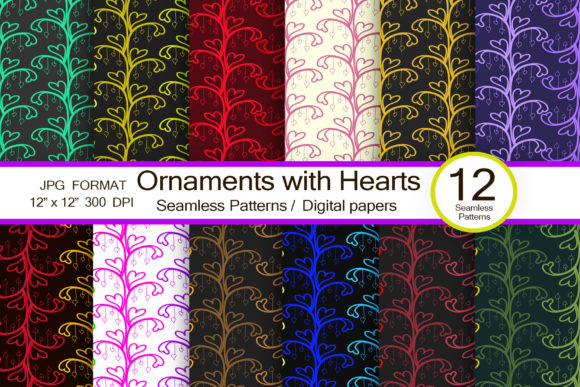 Ornaments with Hearts, Scrapbook Paper: A Versatile Digital Resource for Creative Projects