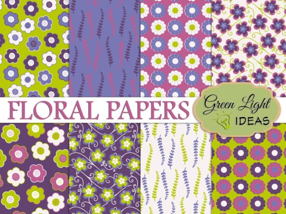 Purple Spring Floral Digital Papers: A Versatile Creative Resource
