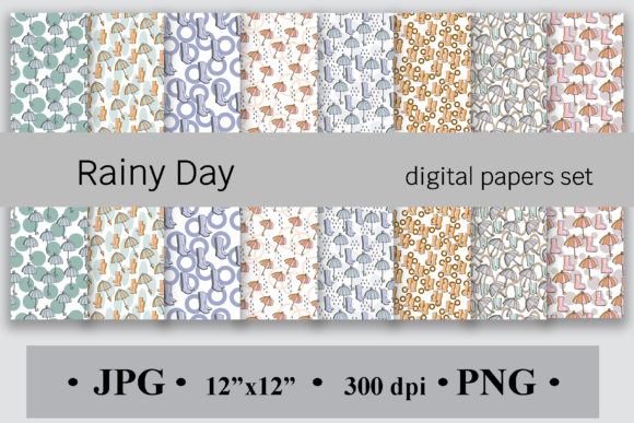 Rainy Day Digital Papers Set: A Creative Resource for Scrapbookers and Designers