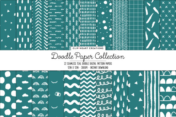 Teal Doodle Seamless Digital Papers: A Versatile Design Resource for Creative Projects