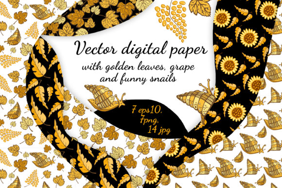 Vector Digital Paper with Golden Leaves