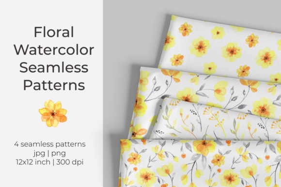 Yellow Floral Watercolor Seamless Pattern: A Versatile Design for Creative Projects